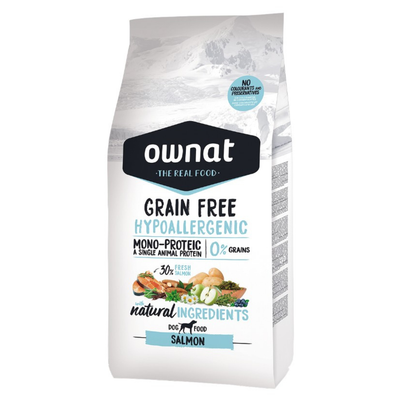 Comparer les prix de Croquettes Chien - Ownat Grain free Hypoallergenic Saumon - 12 kg