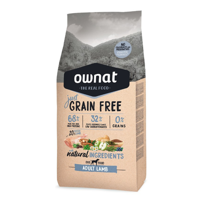 Comparer les prix de Croquettes Chien - Ownat Just Grain Free  Adulte sans céréales Agneau - 14kg
