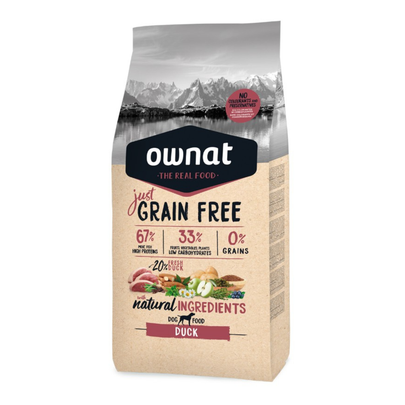 Meilleurs prix pour Croquettes Chien - Ownat Just Grain Free Adulte sans céréales Canard - 14kg