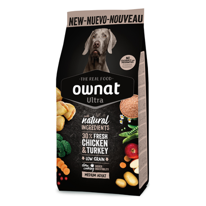 Comparer les prix de Croquettes Chien - Ownat Ultra Medium Adult Dog  3kg