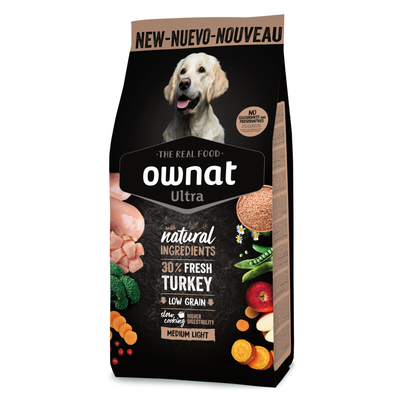 Comparer les prix de Croquettes Chien - Ownat Ultra Medium Light Dog  3kg