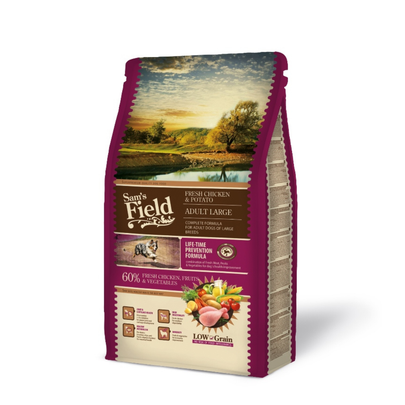 Comparer les prix de Croquettes Chien - Sam's Field Chien adulte large au poulet et pomme de terre - 2,5 k