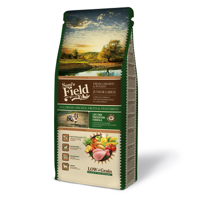 Meilleurs prix pour Croquettes Chiot Large Low Grain – Sam's Field au poulet et pommes de terre – 13 kg