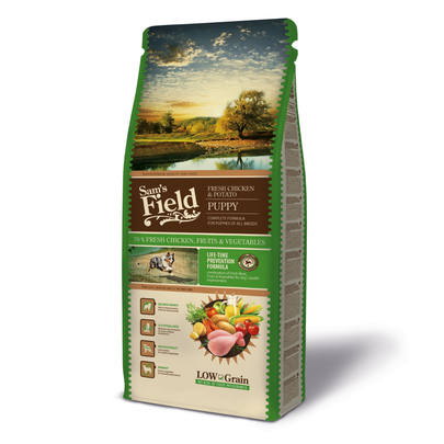 Meilleurs prix pour Croquettes Chiot Low Grain – Sam's Field au poulet et pommes de terre – 13 kg