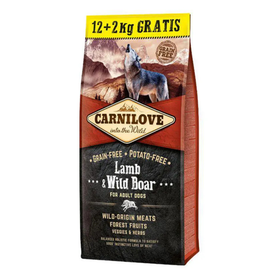CARNILOVE-Croquettes Chien - Carnilove Adulte Sans Céréales Lamb & Wild Boar - 12 + 2kg