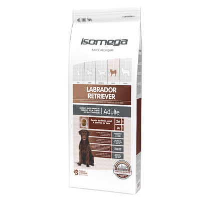Comparer les prix de ISOMEGA-Croquettes Chien Adulte – Labrador Retriever Isomega au poulet – 12 kg