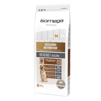 Comparer les prix de Croquettes Chien – Isomega Adulte Golden Retriever au poulet – 12 kg