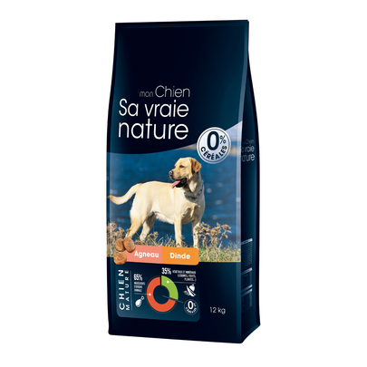 Comparer les prix de Croquettes Chien Mature Sans Céréales – Sa Vraie Nature Agneau Dinde Poulet 12 kg