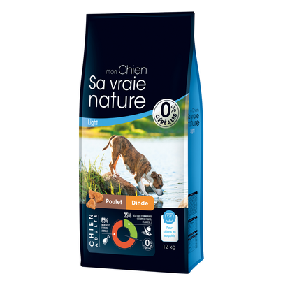 SA VRAIE NATURE-Croquettes Chien Sans Céréales – Sa Vraie Nature Poulet Dinde LIGHT 12 kg