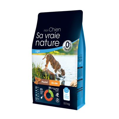 Meilleurs prix pour Croquettes Chien Sans Céréales – Sa Vraie Nature Poulet Dinde LIGHT 2,5 kg