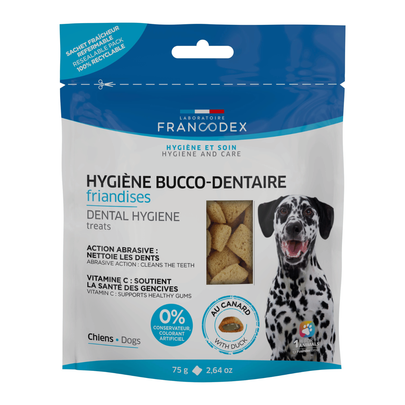 Comparer les prix de Hygiène Chien – Francodex Friandises hygiène bucco-dentaire – 75 gr
