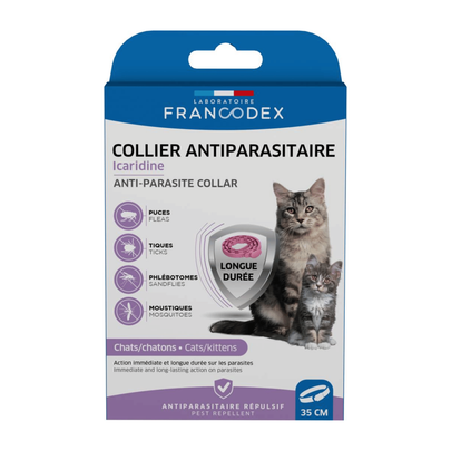 FRANCODEX-Soin Chat - Francodex Collier antiparasitaire Icaridine Rose - 35 cm
