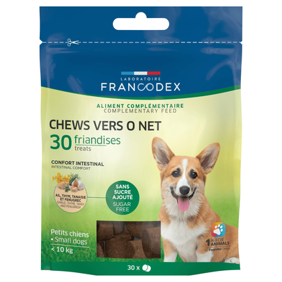 FRANCODEX-Soin Chien - Francodex Chews Vers O Net pour chiot - 30 friandises