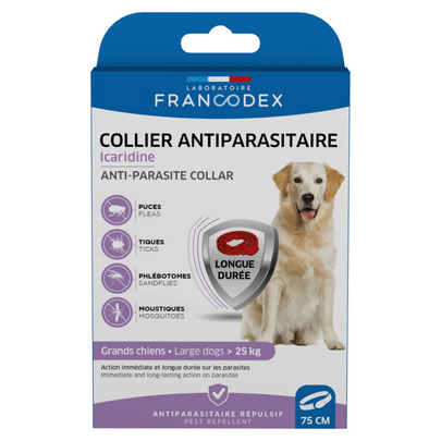 Comparer les prix de Soin Chien - Francodex Collier antiparasitaire Icaridine Rouge - 60 cm
