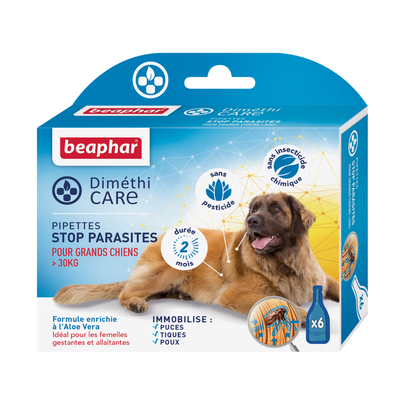 Comparer les prix de Pipettes antiparasitaires Grand Chien – Beaphar DiméthiCARE  – 6 x 4,5 ml