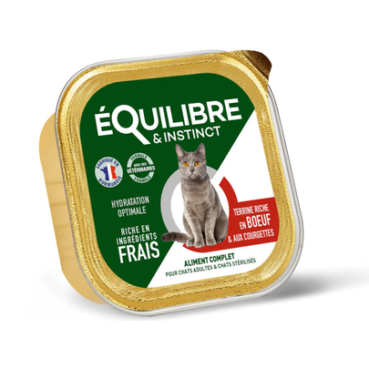 Equilibre et Instinct - Patées pour chat stérilisé, boeuf et courgette