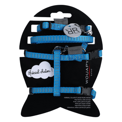 Comparer les prix de Collier Chat - Wouapy Pack chaton Protect Bleu
