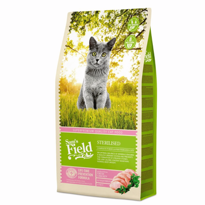 Comparer les prix de Croquettes Chat Stérilisé – Sam's Field au poulet – 7,5 kg
