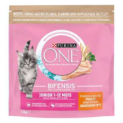 PURINA-Croquettes Chat – Purina One Junior Poulet Céréales Complètes – 1,5 kg