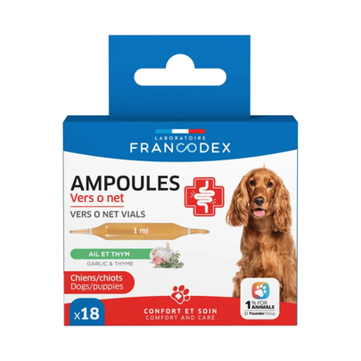 Comparer les prix de FRANCODEX-Francodex Ampoules Chien Vers O Net - x 18 ampoules