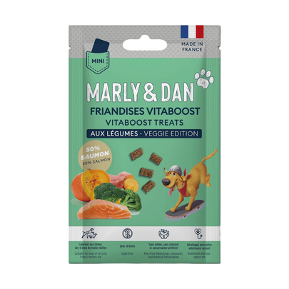MARLY & DAN-MARLY & DAN Friandise Chien Vitaboost Légumes Saumon - Format poche 20 gr