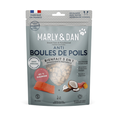 MARLY & DAN-Friandise Chat – Marly & Dan Tendres bouchées « Anti boules de poils » - 50 gr