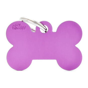 Visuel 1 du produit My Family Médaille Chien Basic Grand os Alu Violet - 38 x 25 x 2 mm