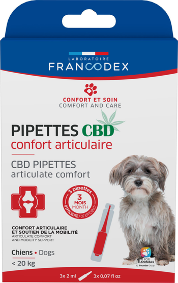 Visuel 1 du produit Francodex Pipettes CBD Chien < 20 kg Confort Articulaire - x 3 pipettes