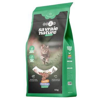 Visuel 1 du produit Sa Vraie Nature Croquettes Chat Adulte Réduit En Céréales Dinde/Sardine - 5 kg