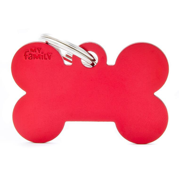 Visuel 1 du produit My Family Médaille Chien Basic Grand os Alu Rouge - 38 x 25 x 2 mm