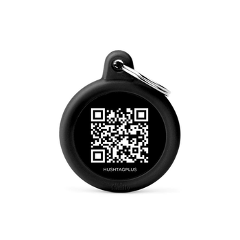 Visuel 1 du produit MyFamily Médaille Chien Hushtag Plus Ronde Aluminium QR Code Rouge - 31 x 38 mm