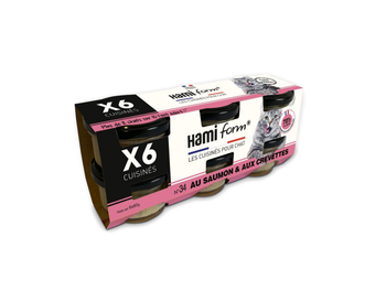 Visuel 1 du produit Hamiform Pâtée Chat Thon Saumon Crevettes - Pack de 6 pots en verre