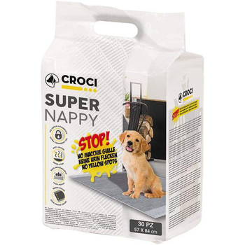 Visuel 1 du produit Hygiène Chien - Tapis d'apprentissage Croci Super Nappy Carbone - 84 x 57 cm - Lot de 30