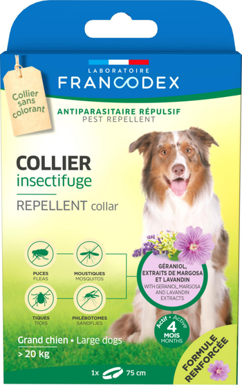 Visuel 1 du produit Soin Chien - Francodex Collier insectifuge Grands chiens plus de 20 kg - 75 cm