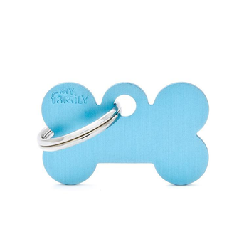 Visuel 1 du produit My Family Médaille Chien Basic Petit os Alu Bleu clair - 30 x 19 x 2 mm
