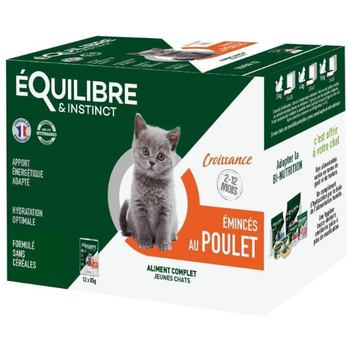 Visuel 1 du produit Équilibre & Instinct Pochon Chaton Émincés au poulet - 12 x 85 gr