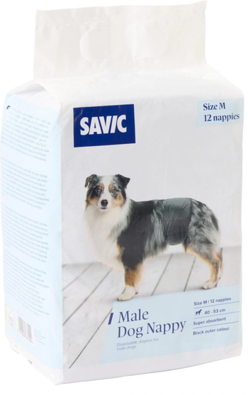 Visuel 1 du produit Savic Couches Pour Chien Mâle Jetables Coloris Noir - Taille M 40 - 53 cm x 12 couches