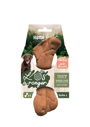 Visuel 1 du produit Hamiform Jouet Chien Os à ronger végétal Saveur Bacon L - 18,2 cm 210 gr