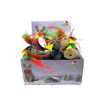 Visuel 1 du produit Bubimex Jouet Chat Peluche Oiseau Tartan Multicolore - 13 cm