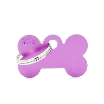 Visuel 1 du produit My Family Médaille Chien Basic Petit os Alu Violet - 30 x 19 x 2 mm