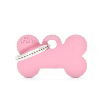 Visuel 1 du produit My Family Médaille Chien Basic Petit os Alu Rose - 30 x 19 x 2 mm