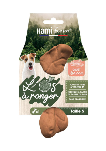 Visuel 1 du produit Hamiform Jouet Chien Os à ronger végétal Saveur Bacon S - 13,7 cm 90 gr