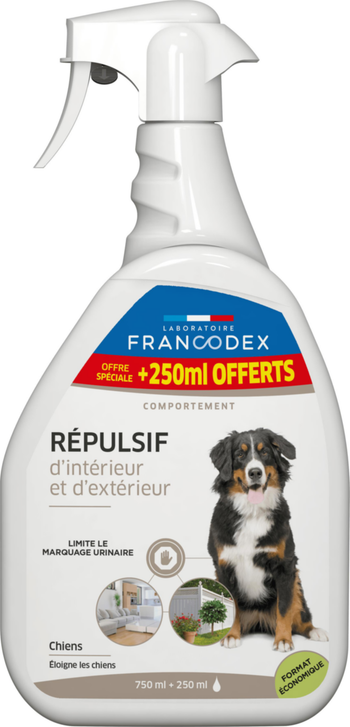 Visuel 1 du produit Francodex Spray Répulsif Intérieur Extérieur Chien - 1 L
