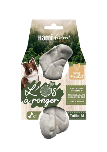 Visuel 1 du produit Hamiform Jouet Chien Os à ronger végétal Saveur Poulet M - 16,2 cm 153 gr