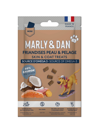 Visuel 1 du produit MARLY & DAN Friandise Chien Peau et pelage Saumon - Format poche 20 gr
