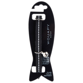 Visuel 1 du produit Collier pour chat noir avec galon réfléchissant Wouapy
