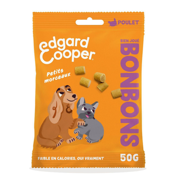 Visuel 1 du produit Edgard & Cooper Friandises Chien Adulte Poulet Sans Céréales Bonbons Petits Morceaux - 50 g