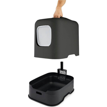 Visuel 2 du produit Rotho Biala Maison de toilette noire pour chat - 44 x 39 x 51 cm