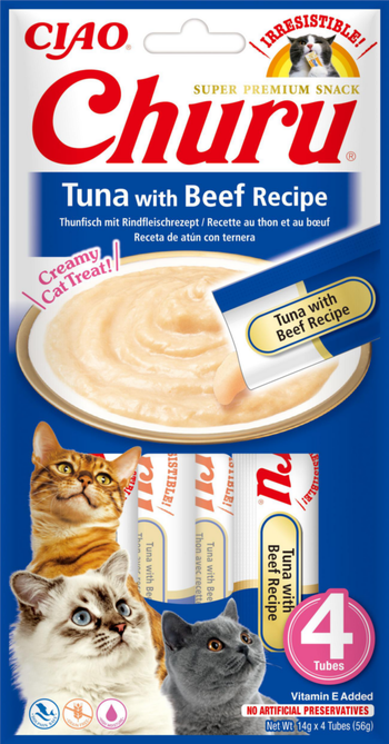 Visuel 1 du produit Inaba Friandise crémeuse Chat Ciao Churu Thon Bœuf - 4 x 14 gr