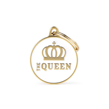 Visuel 1 du produit MyFamily Médaille Chien Charms "The Queen" Rond Noir et Or - 32 x 37 mm